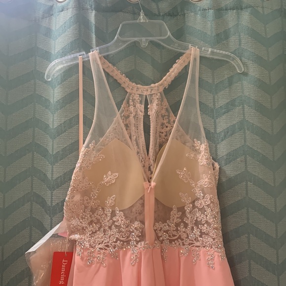 Size 9 Pink with Beading Halter Style Prom Homecoming Formal Cocktail Dress NWT - Picture 4 of 4